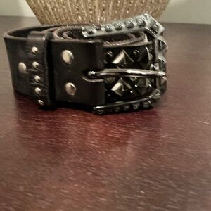 Studded Black Leather Belt